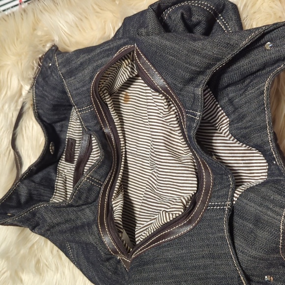 Thirty-one denim shoulder bag with brown handles - Picture 3 of 5